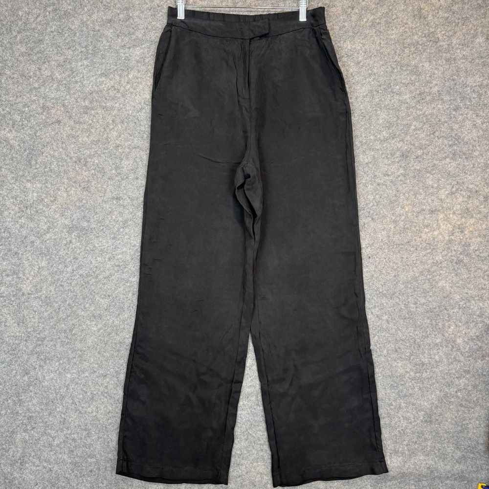 DISSH Wide Leg High Rise Pants Womens US 8 Cupro Viscose Stretch Pockets Black